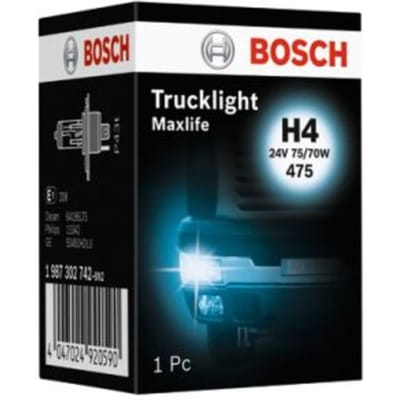 Lamp Halogeen BOSCH H4 Trucklight Maxlife 24V, 75/70W