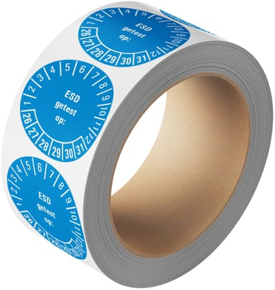 ESD getest op keuringssticker 26-31 - rol 30 mm - 800 per rol