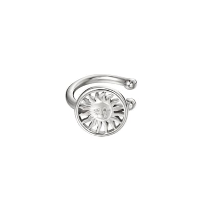 Earcuff - zonnig gezicht - zilverkleurig - RVS