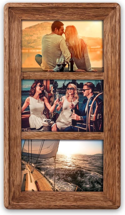 Multi fotolijst hout bruin geschikt voor 3x foto van 10 x 15 cm