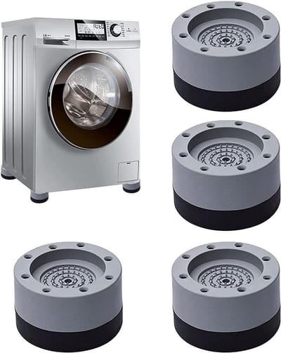 Wasmachine Voetkussens - Anti-Vibratie Pads - Apparaten Stabiliseren - Dubbele Laag Rubber - Grijs