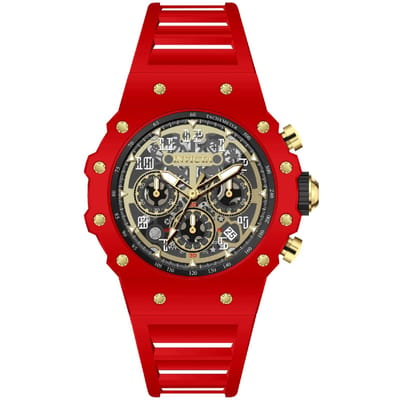 Invicta Racing 69654 Herenhorloge - Quartz Uurwerk - Acryl met Gouden Wijzerplaat - 43 mm