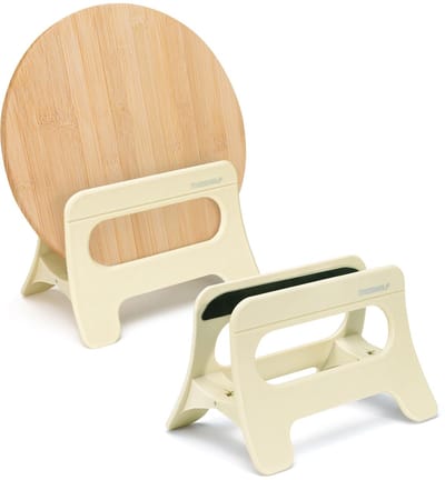 Set van 2 snijplankhouders, snijplankorganisator, snijplankhouder, snijplankhouder voor tafel, kast, potdeksel, beige