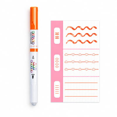 Contour marker - hartmotief - 3-in-1 kleuren, randdecoratie en omlijnen - dubbelzijdig met ronde punt - los verpakt