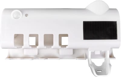 Steriliserende Tandenborstelhouder met UV-Licht, Automatische Dispenser - Voor 4 Tandenborstels - Tandpasta Dispenser - Wit - Hygiëne Badkameraccessoire