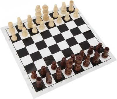 Schaakbord set - Strategisch spel - Familie spelletjes - Zachte bodem stukken - Standaard formaat - Bruin
