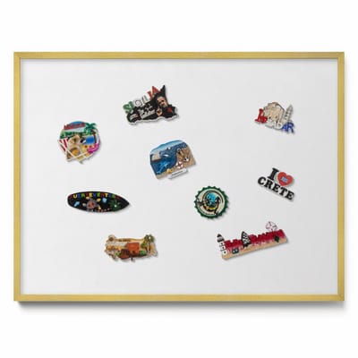 Tulup Magneetbord met Gouden Frame - Wit Magneetbord in Stijlvolle Kleuren - 80 cm x 60 cm - Kleur wit - Magneetbord voor Herinneringen - Magnetisch Bord voor Magneten - Magneetbord voor Foto's en Notities