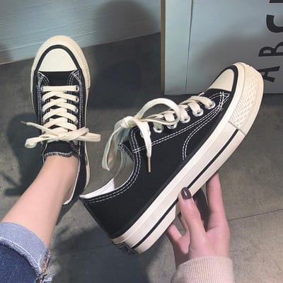 Canvas Schoenen Vrouwelijke Studenten Veelzijdige Stoffen Schoenen Harajuku Hong Kong Stijl Retro Hong Kong Stijl Boardschoenen 40 zwart