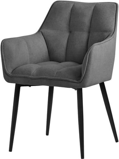 Donkergrijze badstof eetkamerstoel met dik gestoffeerde zitting ML design