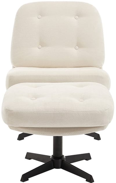 Vente-unique Fauteuil met voetenbank in gebroken wit getextureerde stof TOLOZI