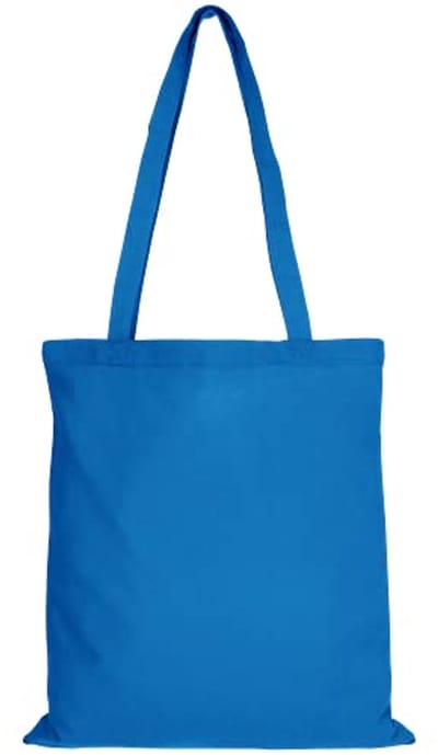 Katoenen tas set van 10 - Onbedrukt lichtblauw met lange handgrepen - Oeko-TEX gecertificeerd