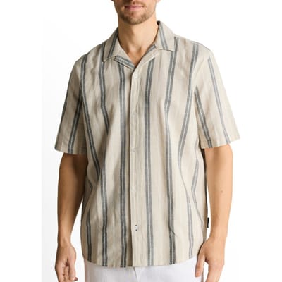 Tom Tailor - Korte Mouw Overhemd - Heren - XL - Beige - Katoen - 1049597