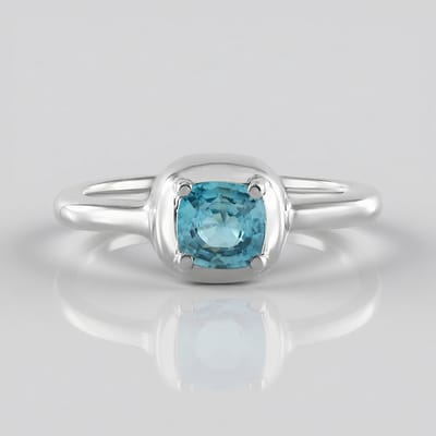 Cavill - Zilveren Ring - 925 Sterling Zilver Platina Gecoat - 0,797 ct Ratanakiri Blauwe Zirkoon - Antiek Kussenslijpsel - Maat 16-20