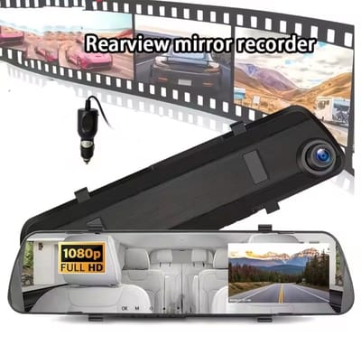 Binnenspiegel met dashcam | Universeel binnen spiegel | achter en voor video camera | Auto / camper | 12v full HD dashboard cam | Met screencleaner