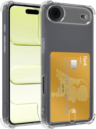 Hoesje - Geschikt voor Apple iPhone Air - Met Pashouder en Kaarthouder - Telefoon Hoes Shockproof - Siliconen Case - Back Cover - Shock Proof - Pasjes Houder - Telefoonhoesjes - Transparant