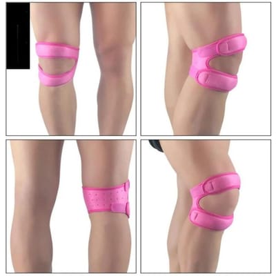 1 STUKS Verstelbare Sport Kniebeschermer Patella Band Elastisch Verband Band Voetbal Basketbal Sport Kniebeschermer Fitness Sport Kniebrace 1PC Pink beige