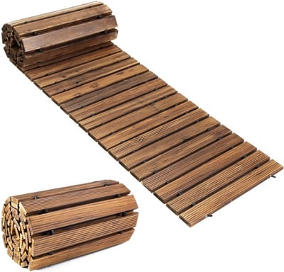 Houten Tuinpad - Loopbrug Terras - Buitenpad Creëren - Uitrolbaar Ontwerp - 240 x 43 cm - Natuurlijk Hout