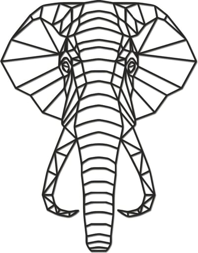 Hout-Kado - Olifant - Large - Zwart - Geometrische dieren en vormen - Hout - Lasergesneden- Wanddecoratie
