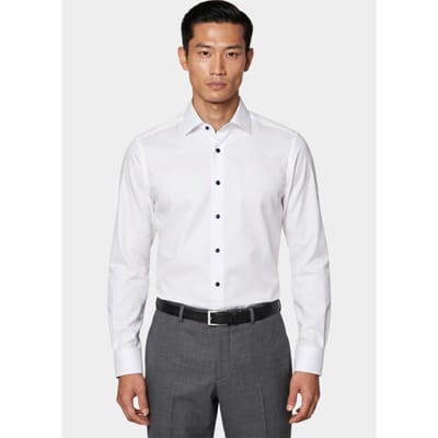 OLYMP 24/7 Luxor modern fit overhemd - twill - wit - Strijkvriendelijk - Boordmaat: 40 (EU maat: M)