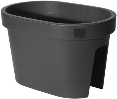 Pro Garden Balkon plantenpot/bloempot - antraciet - 40 x 25 cm - ovaal - kunststof - Reling/schutting/hangende bloempotten