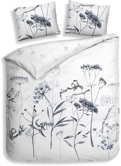 Heckettlane Dekbedovertrek Luna - Bedlinnen met print - 200x200-220 cm - Tweepersoons - Wit - Dekbedovertrek van 100% Katoen-Flanel
