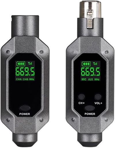 Draadloze XLR Zender Ontvanger - Microfoon Zender Set - Muziek Optredens - Stabiele Signaal Transmissie - 30m Bereik - Zilver