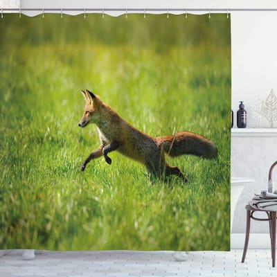 ABAKUHAUS douchegordijn – 175x240 cm – dierenprint groen-bruin, wasbaar