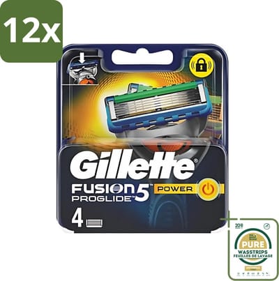 Gillette - Fusion 5 ProGlide Power - Precisie en comfort - 4 Navulscheermesjes - Voordeelverpakking - 12 stuks - Scheren mesjes - Scheren voor mannen