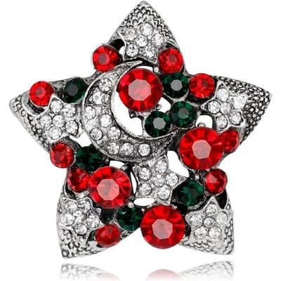 Broche de Noël Étoile Exquise Mode Haut de Gamme Simple Alliage Strass Accessoires Vêtements gray