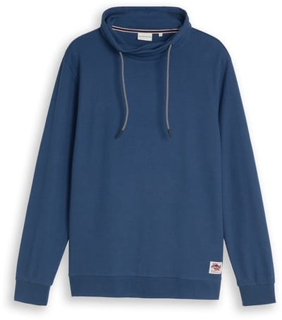 Tom Tailor - Snood-shirt met lange mouwen en wafelstructuur - Maat XXL - Dark Duck Blue