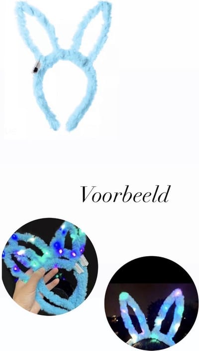 Akyol - Konijnen hoofdband blauw – Konijn – lichtgevende haarband – vacht - dieren - oren-konijn diadeem- – oren konijn -vossenoor -carnaval -feest - haarband -diadeem-festival - accesoires – verjaardag – verassing – cadeau