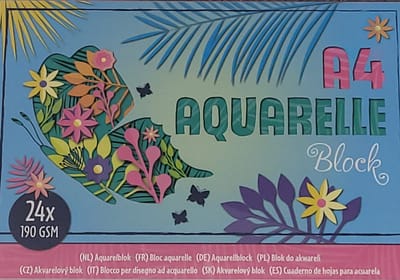 Aquarelblok A4 Wit - 24 pagina's x 190 gsm - 21 cm x 29,7 cm - Aquarelpapier a4 - Waterverf - Knutselen voor volwassen