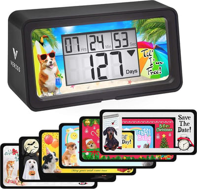 Digitale Aftelklok - Kalender Timer - Momenten Vieren - Hondenthema Frames - 9999 Dagen - Zwart