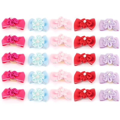 20pcs Nœuds Brillants pour Cheveux de Chiot Animal de Compagnie Corde à Cheveux Chat Chien Bandeau pour Cheveux Accessoires de Toilettage red