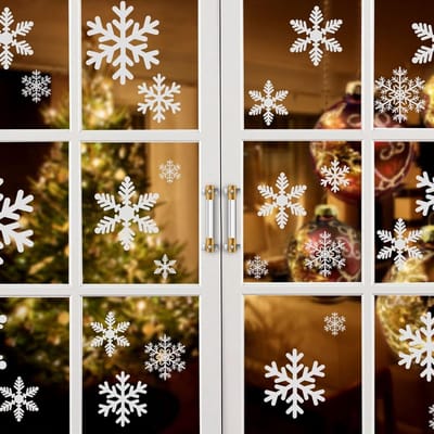 Kerstvensterstickers, Electrostatische Film, Decoratieve Stickers voor Ramen, Sneeuwvlokken, 85 Stuks voor een Feestelijke Sfeer