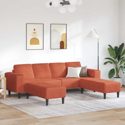 vidaXL - Bank - Rood - Oranje - 250 - x - 188 - x - 76 - cm - Corduroy - stof