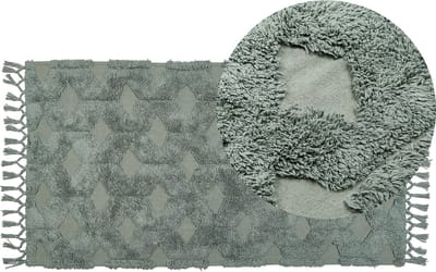 KARS - Laagpolig vloerkleed - Groen - 80 x 150 cm - Katoen