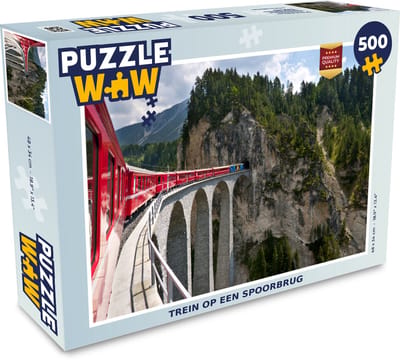 Puzzel Trein op een spoorbrug - Legpuzzel - Puzzel 500 stukjes