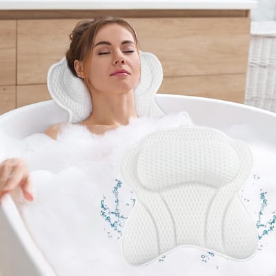Comfortabel Badkussen met Zuignap en Badbal - Ondersteunt Hoofd, Nek, Schouders en Rug - Geschikt voor Alle Badkuipen - Luxe Badaccessoire voor Ontspanning