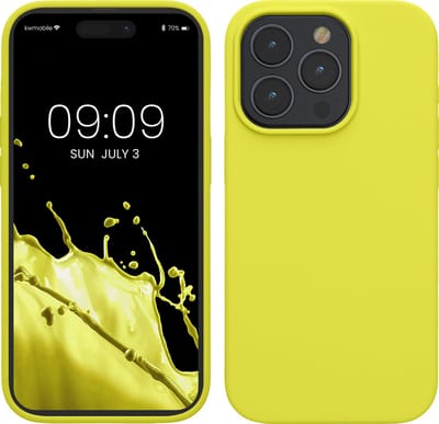 kwmobile Case voor iPhone 15 Pro - Slank TPU-Hoesje met Zachte Afwerking - In citroengeel