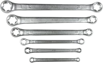 6-delige dubbele ringsleutelset E-profiel E6-E24 voor torx schroeven