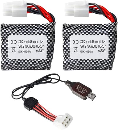 2 Pack 9.6V 800mAh Li-ion Battery RC Rechargeable Batteries 20C EL-6P 6 Pin Plug Connector with USB Charger, Suitable for RC Car Off-Road Truck Jumper Vehicle Drift Monster Hosim