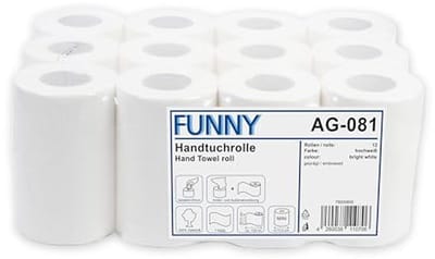 Mini paper towelrol 20 cm - 1-laags, helder wit - ideaal voor kleine ruimtes (12 stuks)