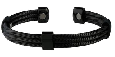 Magneet Armband Trio Cable Black Black-S/M