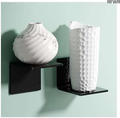 RFWR® Set van 2 Mini Zwevende Wandrekken 10 cm Breed - Zonder Boren, Acrylic, Zwart