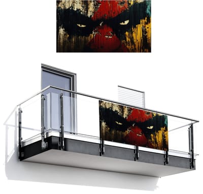 Balkonscherm 200x110 cm - Balkonposter Graffiti - Ogen - Abstract - Balkon scherm decoratie - Balkonschermen - Balkondoek zonnescherm