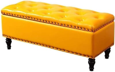 Opberg Voetenbank - Zitbankje Poef - Voeten Rusten - Gecapitonneerd Kunstleer - 105cm - Zwart