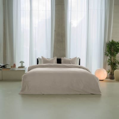 Kayori Saya Dekbedovertrek Katoensatijn - 140x200-220 + 1 sloop - Eenpersoons - Biologisch Katoen - Beige