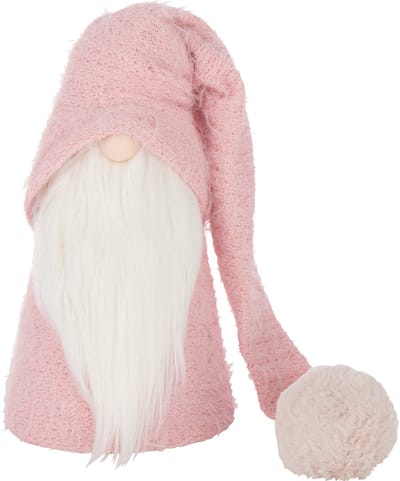 J-Line figuur Kerstman Winter - polyresin - roze/wit - small