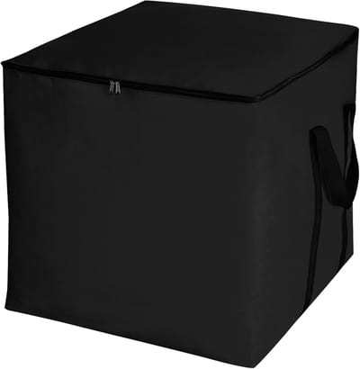 SnelShoppen - Grote Opbergzak 125L Zwart - 50x50x50 cm - Opbergzak met Deksel en Handvatten - Perfect voor Verhuizing, Reizen, Kleding, Dekens, Speelg